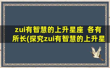 zui有智慧的上升星座  各有所长(探究zui有智慧的上升星座：从急智谈吐到精准逻辑思考，各有所长！)